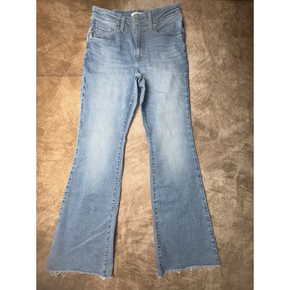 Levi's 726 Flare Jeans Women's Size 29 Light Blue Frayed Bottom 30" Inseam